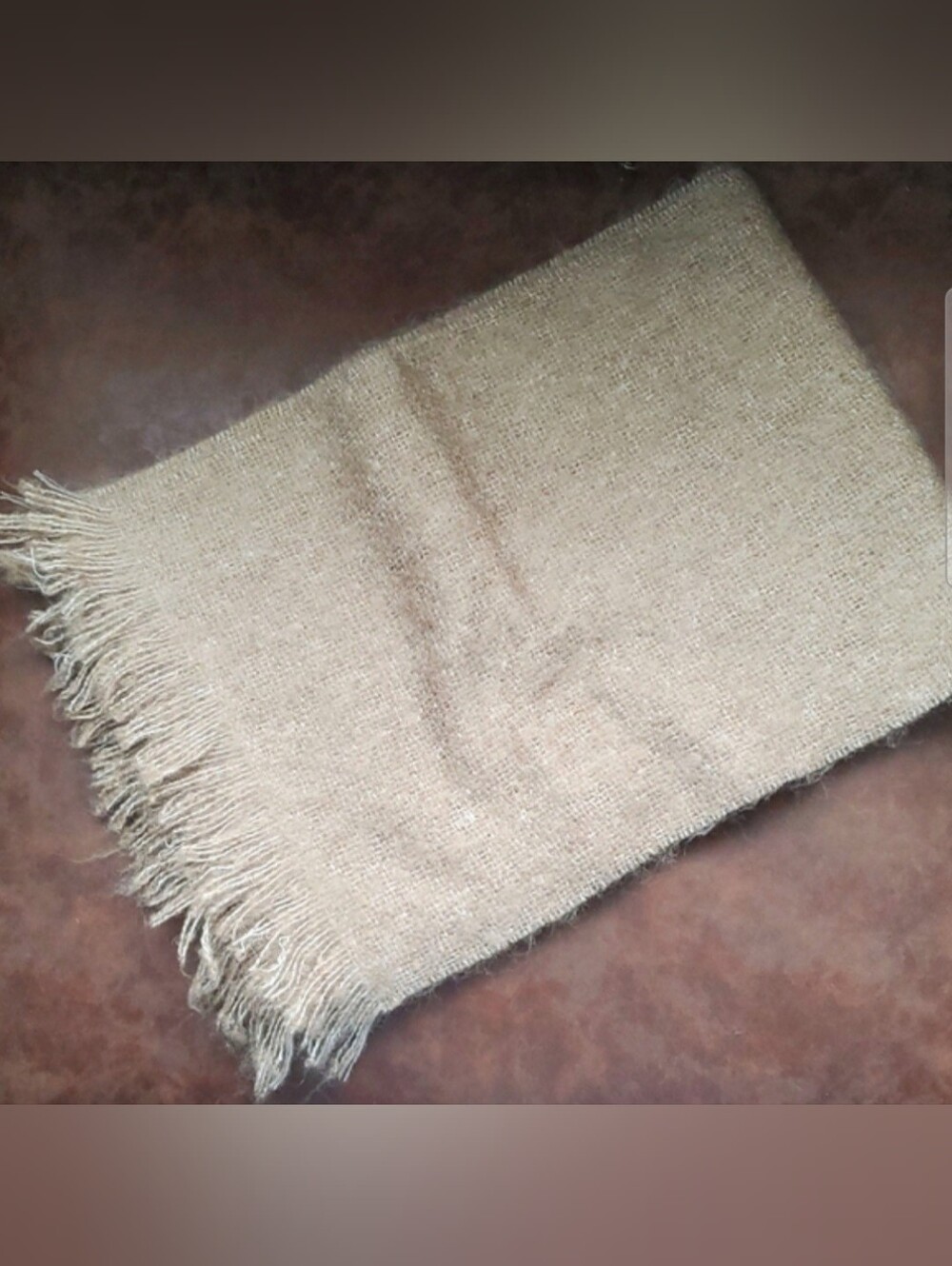 La Maison Simons Mohair Blend Beige Fringed Scarf – Made in France